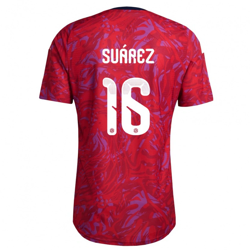 Danxen Mujer Camiseta Costa Rica Aaron Suarez #16 Rojo Púrpura Marino 1ª Equipación 26-28 La Camisa
