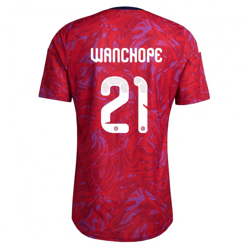 Danxen Mujer Camiseta Costa Rica Matías Wanchope #21 Rojo Púrpura Marino 1ª Equipación 26-28 La Camisa