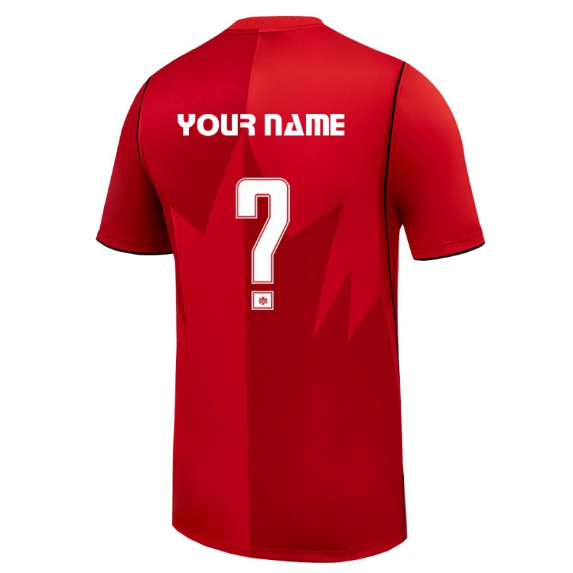 Danxen Mujer Camiseta Canadá Su Nombre #0 Rojo Blanco 1ª Equipación 26-28 La Camisa