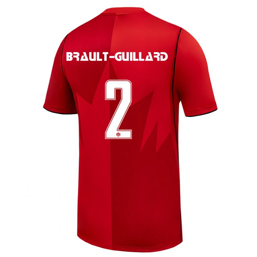 Danxen Mujer Camiseta Canadá Zachary Brault-Guillard #2 Rojo Blanco 1ª Equipación 26-28 La Camisa