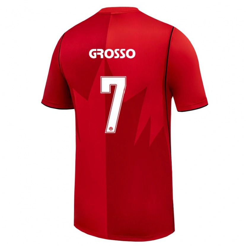 Danxen Mujer Camiseta Canadá Julia Grosso #7 Rojo Blanco 1ª Equipación 26-28 La Camisa