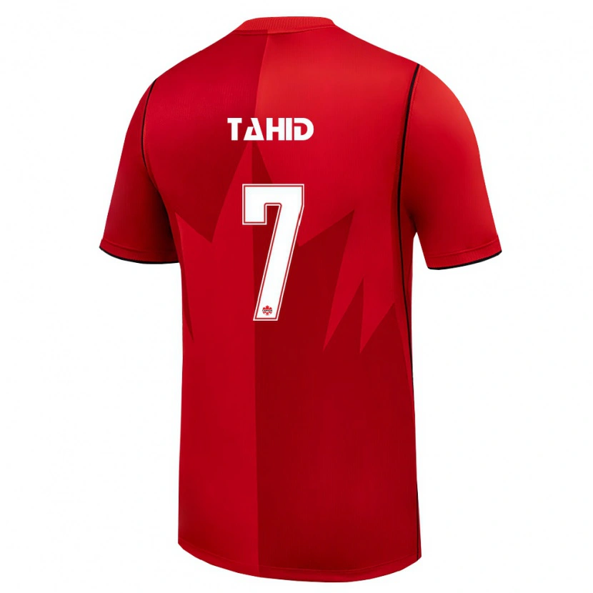 Danxen Mujer Camiseta Canadá Taryck Tahid #7 Rojo Blanco 1ª Equipación 26-28 La Camisa