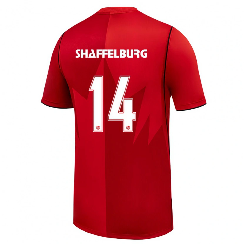 Danxen Mujer Camiseta Canadá Jacob Shaffelburg #14 Rojo Blanco 1ª Equipación 26-28 La Camisa