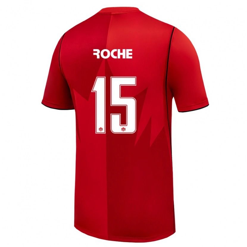 Danxen Mujer Camiseta Canadá Elijah Roche #15 Rojo Blanco 1ª Equipación 26-28 La Camisa