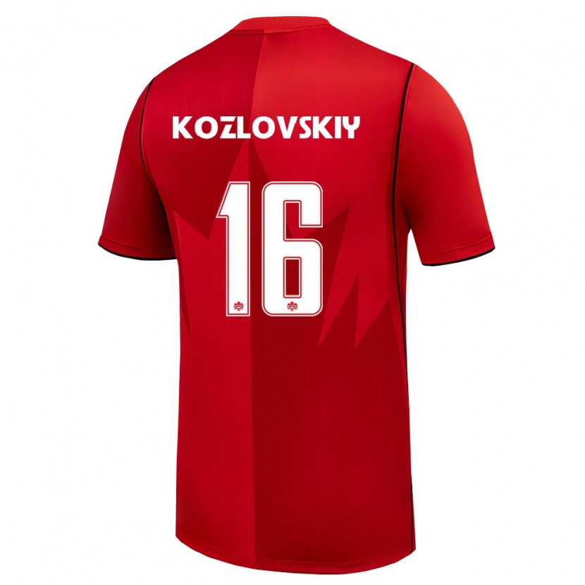 Danxen Mujer Camiseta Canadá Sergey Kozlovskiy #16 Rojo Blanco 1ª Equipación 26-28 La Camisa