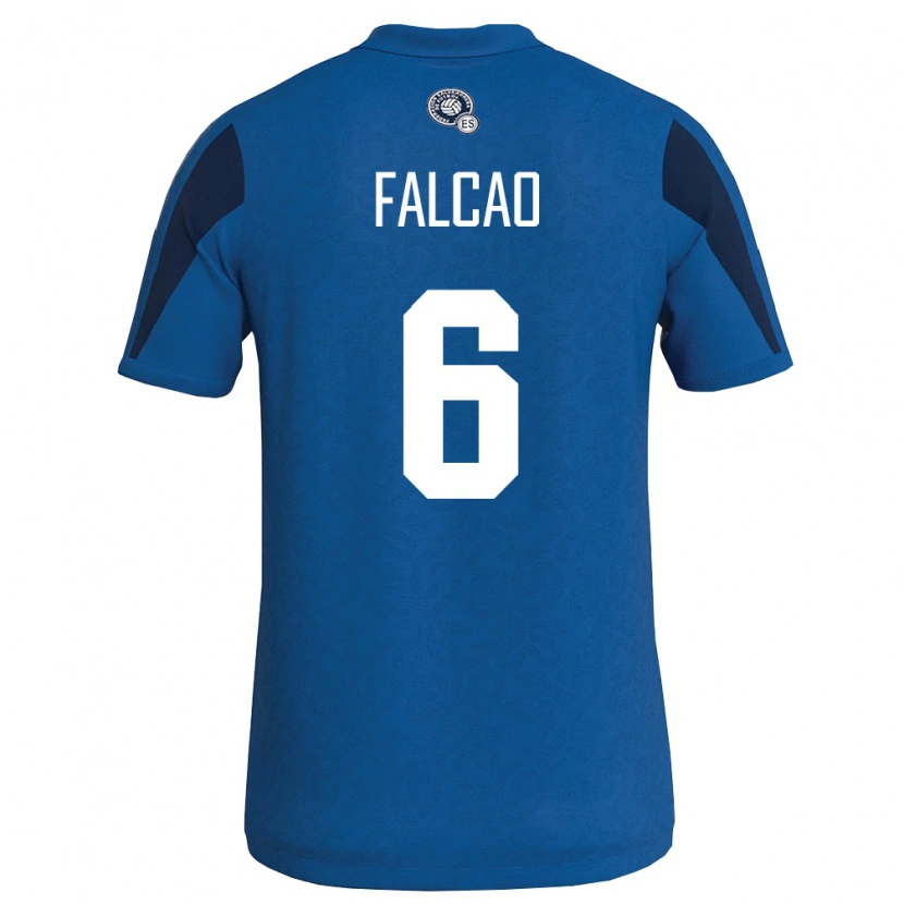 Danxen Mujer Camiseta El Salvador Kiano Falcao #6 Azul Marino 1ª Equipación 26-28 La Camisa