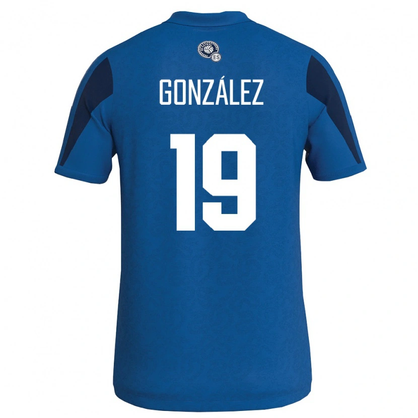 Danxen Mujer Camiseta El Salvador Diego González #19 Azul Marino 1ª Equipación 26-28 La Camisa