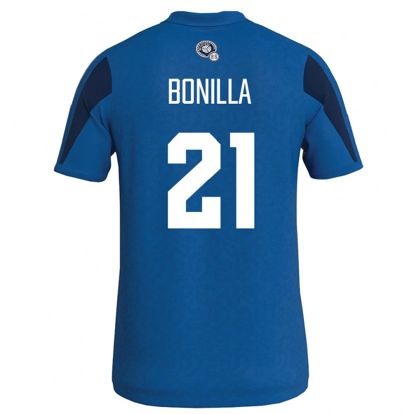 Danxen Mujer Camiseta El Salvador Elmer Bonilla #21 Azul Marino 1ª Equipación 26-28 La Camisa