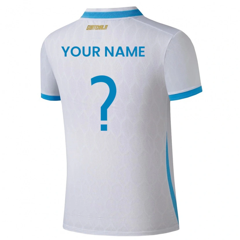 Danxen Mujer Camiseta Guatemala Su Nombre #0 Blanco Azul Cielo Oro 1ª Equipación 26-28 La Camisa
