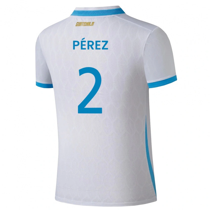 Danxen Mujer Camiseta Guatemala Gary Pérez #2 Blanco Azul Cielo Oro 1ª Equipación 26-28 La Camisa