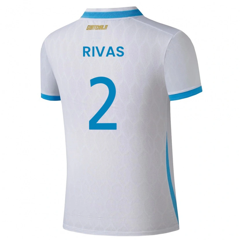 Danxen Mujer Camiseta Guatemala Leandro Rivas #2 Blanco Azul Cielo Oro 1ª Equipación 26-28 La Camisa