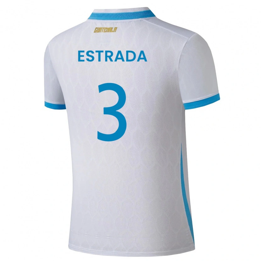 Danxen Mujer Camiseta Guatemala Carlos Estrada #3 Blanco Azul Cielo Oro 1ª Equipación 26-28 La Camisa