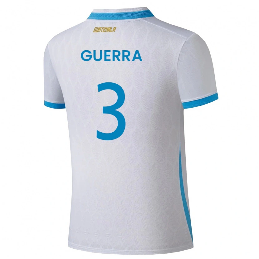 Danxen Mujer Camiseta Guatemala Brayan Guerra #3 Blanco Azul Cielo Oro 1ª Equipación 26-28 La Camisa
