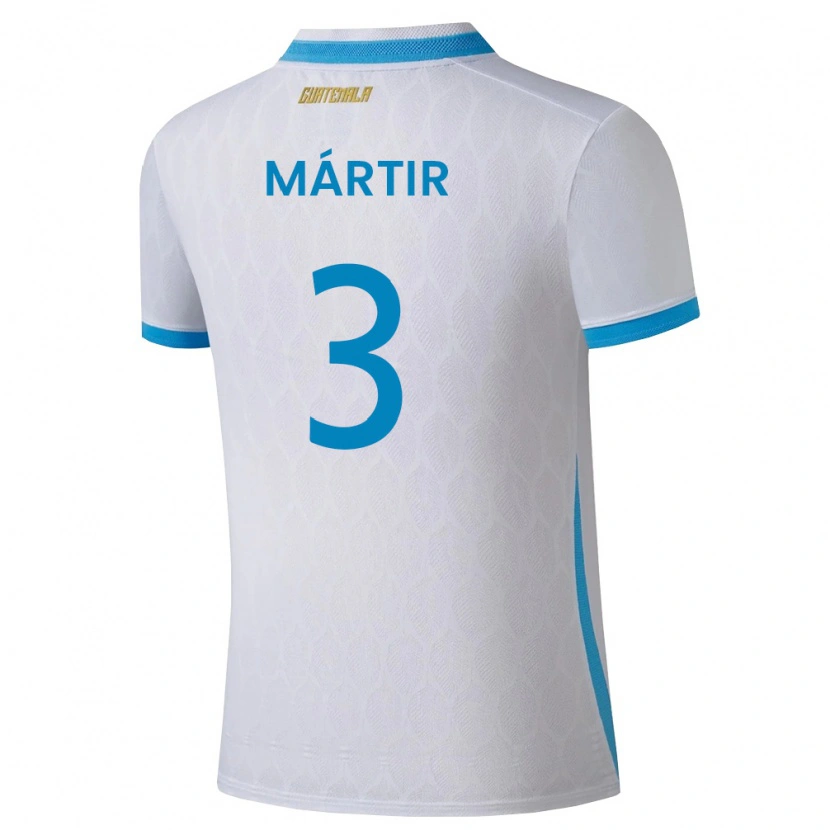 Danxen Mujer Camiseta Guatemala Anthony Mártir #3 Blanco Azul Cielo Oro 1ª Equipación 26-28 La Camisa