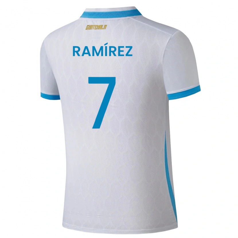 Danxen Mujer Camiseta Guatemala Leslie Ramírez #7 Blanco Azul Cielo Oro 1ª Equipación 26-28 La Camisa