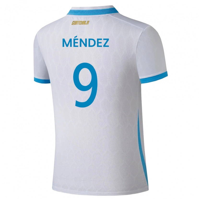 Danxen Mujer Camiseta Guatemala Daniel Méndez #9 Blanco Azul Cielo Oro 1ª Equipación 26-28 La Camisa