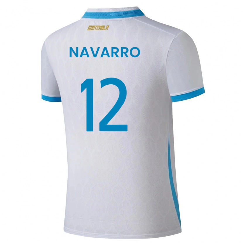 Danxen Mujer Camiseta Guatemala Kenderson Navarro #12 Blanco Azul Cielo Oro 1ª Equipación 26-28 La Camisa