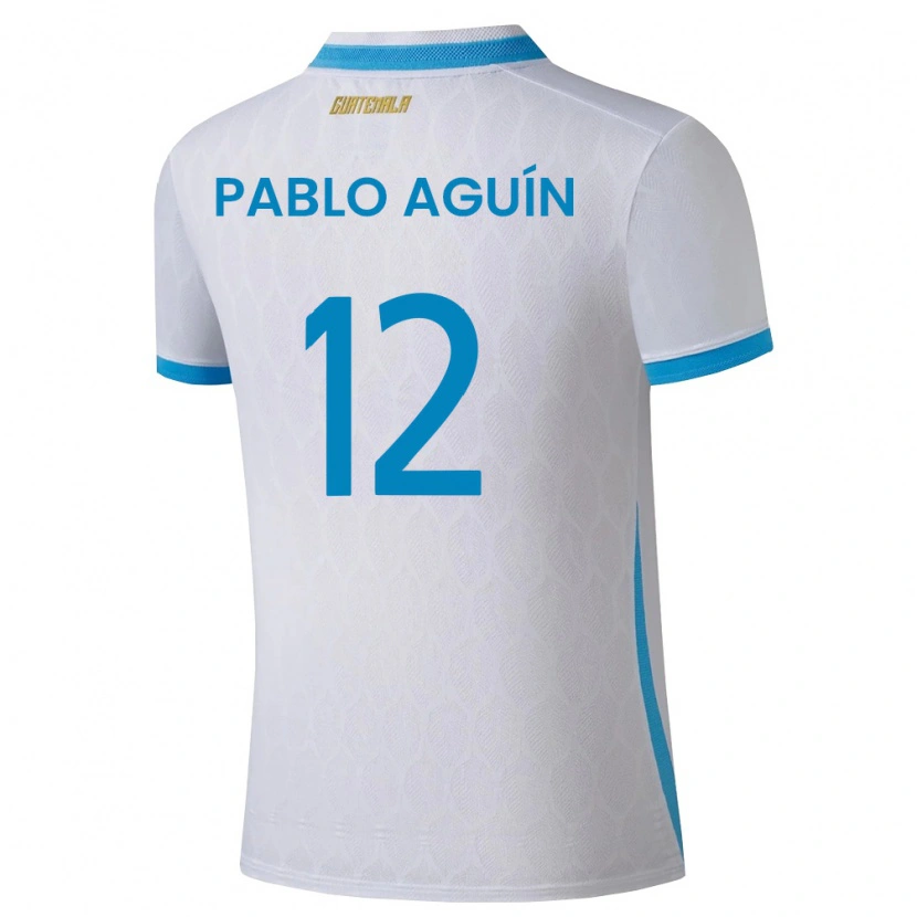 Danxen Mujer Camiseta Guatemala Luis Pablo Aguín #12 Blanco Azul Cielo Oro 1ª Equipación 26-28 La Camisa