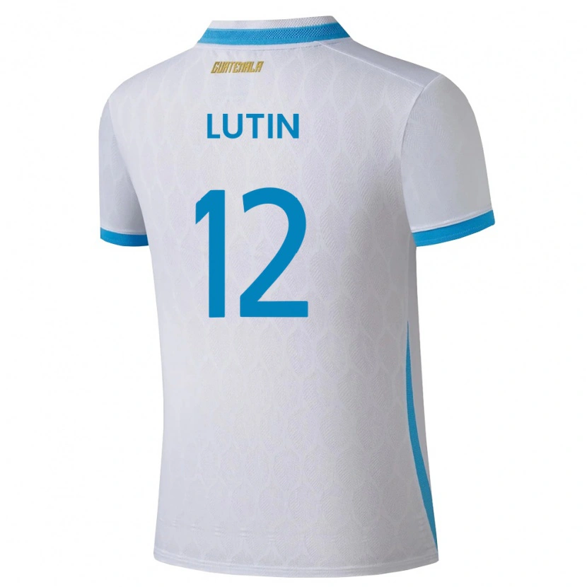 Danxen Mujer Camiseta Guatemala John Lutin #12 Blanco Azul Cielo Oro 1ª Equipación 26-28 La Camisa