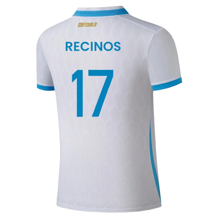 Danxen Mujer Camiseta Guatemala Antony Recinos #17 Blanco Azul Cielo Oro 1ª Equipación 26-28 La Camisa