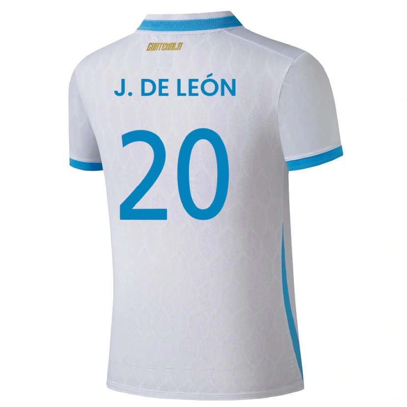 Danxen Mujer Camiseta Guatemala Jorge De León #20 Blanco Azul Cielo Oro 1ª Equipación 26-28 La Camisa