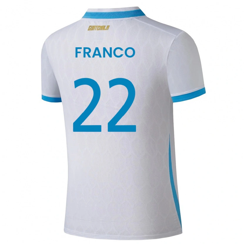 Danxen Mujer Camiseta Guatemala Jonathan Franco #22 Blanco Azul Cielo Oro 1ª Equipación 26-28 La Camisa