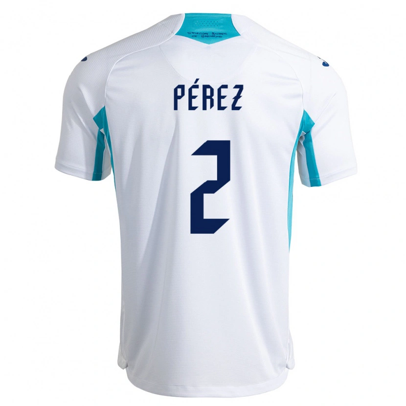 Danxen Mujer Camiseta Honduras Kevin Pérez #2 Blanco Azul Azul Cielo 1ª Equipación 26-28 La Camisa