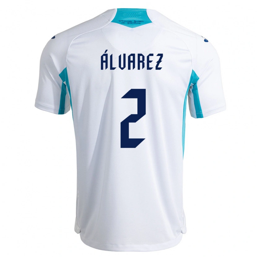 Danxen Mujer Camiseta Honduras Kevin Álvarez #2 Blanco Azul Azul Cielo 1ª Equipación 26-28 La Camisa