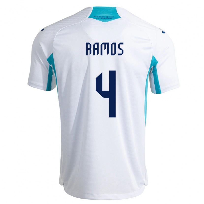 Danxen Mujer Camiseta Honduras Jeffrey Ramos #4 Blanco Azul Azul Cielo 1ª Equipación 26-28 La Camisa