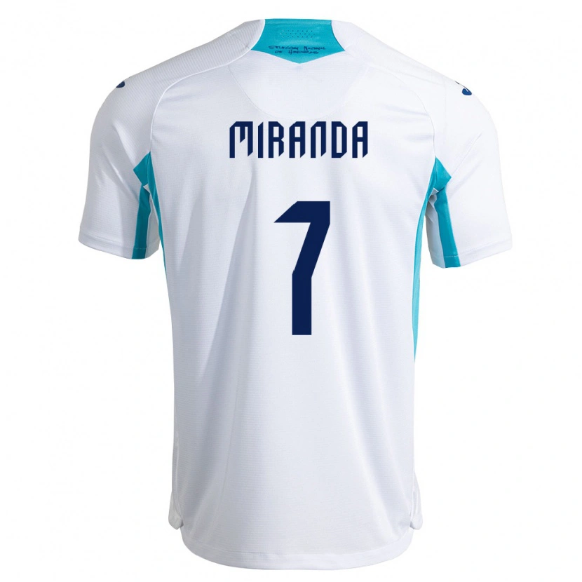 Danxen Mujer Camiseta Honduras Jeffry Miranda #7 Blanco Azul Azul Cielo 1ª Equipación 26-28 La Camisa