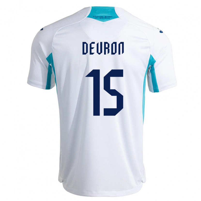 Danxen Mujer Camiseta Honduras Devron García #15 Blanco Azul Azul Cielo 1ª Equipación 26-28 La Camisa