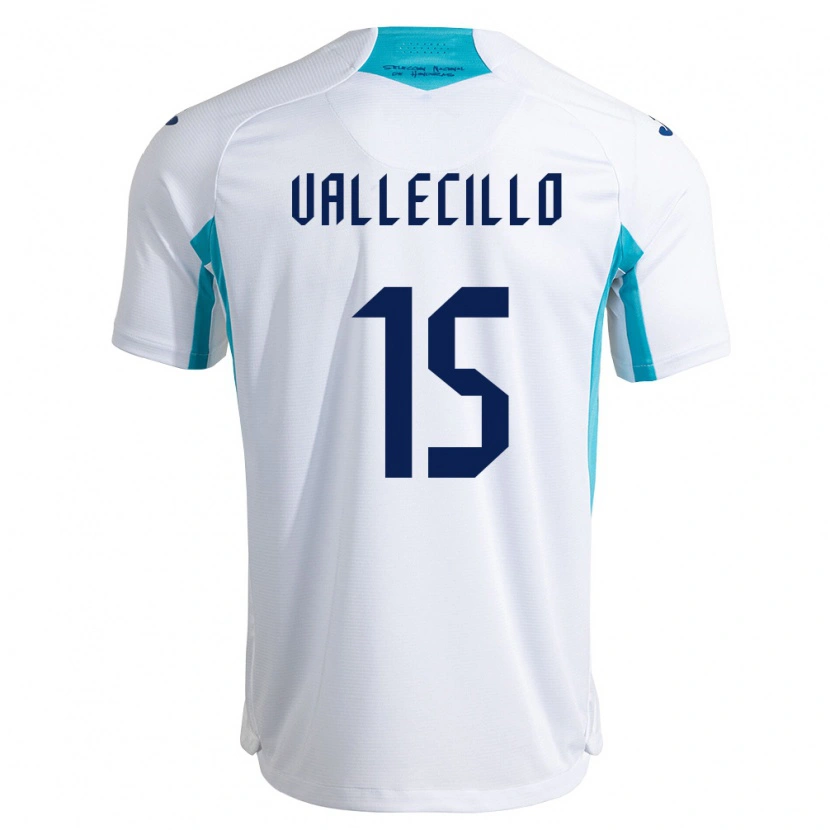 Danxen Mujer Camiseta Honduras Eric Vallecillo #15 Blanco Azul Azul Cielo 1ª Equipación 26-28 La Camisa