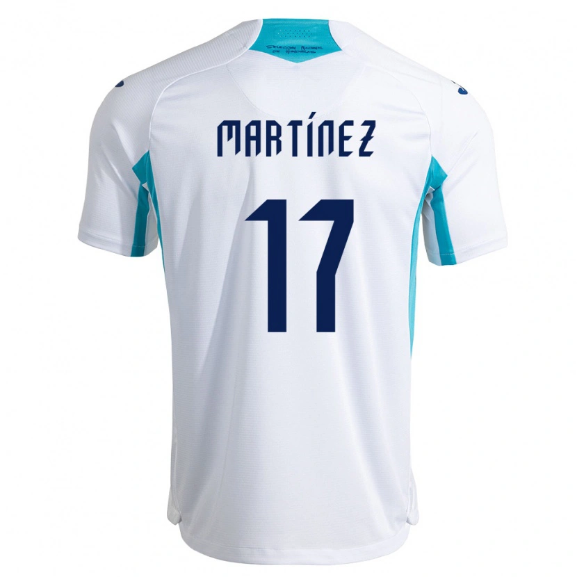 Danxen Mujer Camiseta Honduras Juan Martínez #17 Blanco Azul Azul Cielo 1ª Equipación 26-28 La Camisa