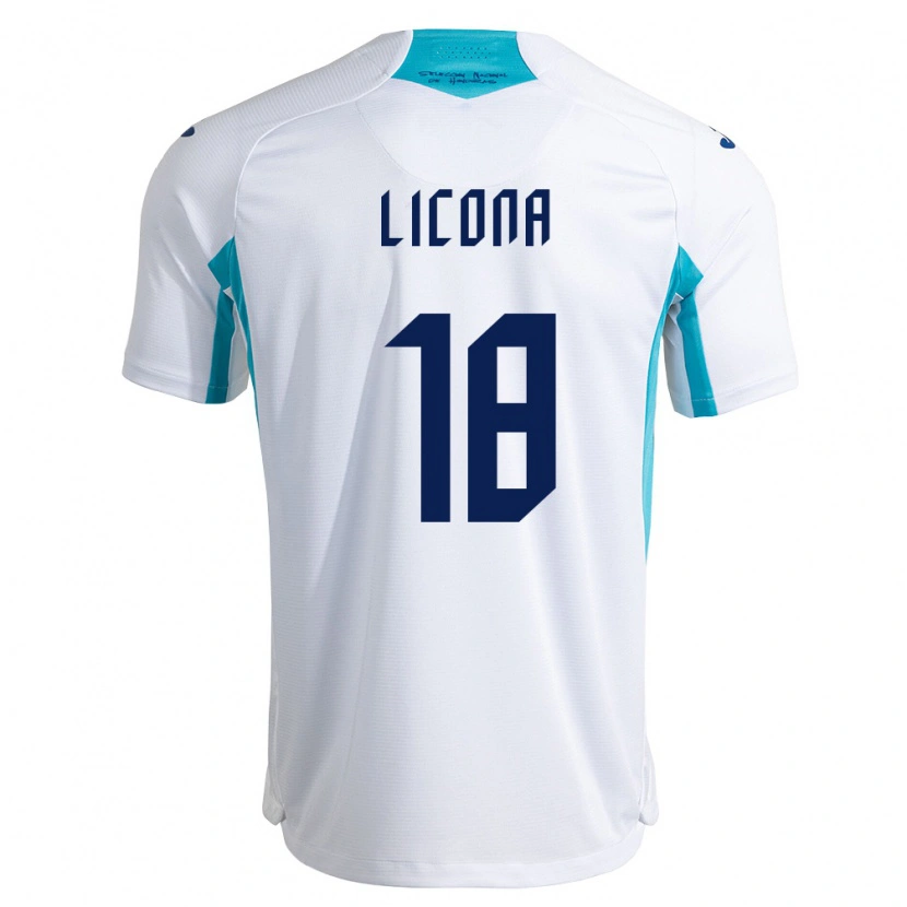 Danxen Mujer Camiseta Honduras Marlon Licona #18 Blanco Azul Azul Cielo 1ª Equipación 26-28 La Camisa