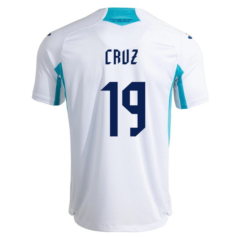 Danxen Mujer Camiseta Honduras Russel Cruz #19 Blanco Azul Azul Cielo 1ª Equipación 26-28 La Camisa