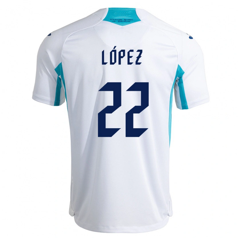 Danxen Mujer Camiseta Honduras Luis López #22 Blanco Azul Azul Cielo 1ª Equipación 26-28 La Camisa