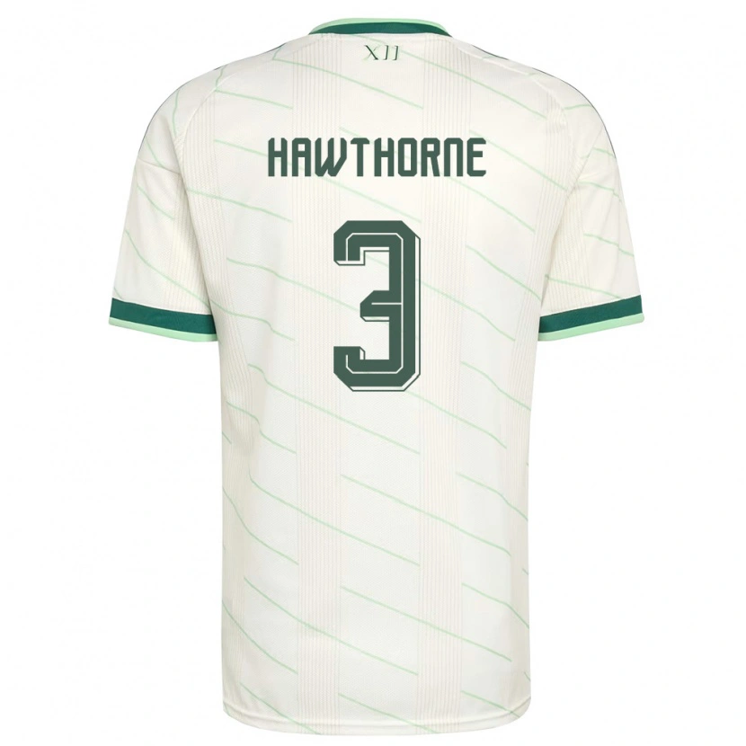 Danxen Mujer Camiseta Irlanda Del Norte Keevan Hawthorne #3 Blanco Verde 2ª Equipación 26-28 La Camisa