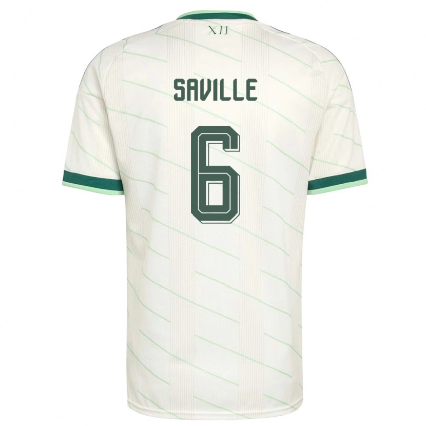 Danxen Mujer Camiseta Irlanda Del Norte George Saville #6 Blanco Verde 2ª Equipación 26-28 La Camisa