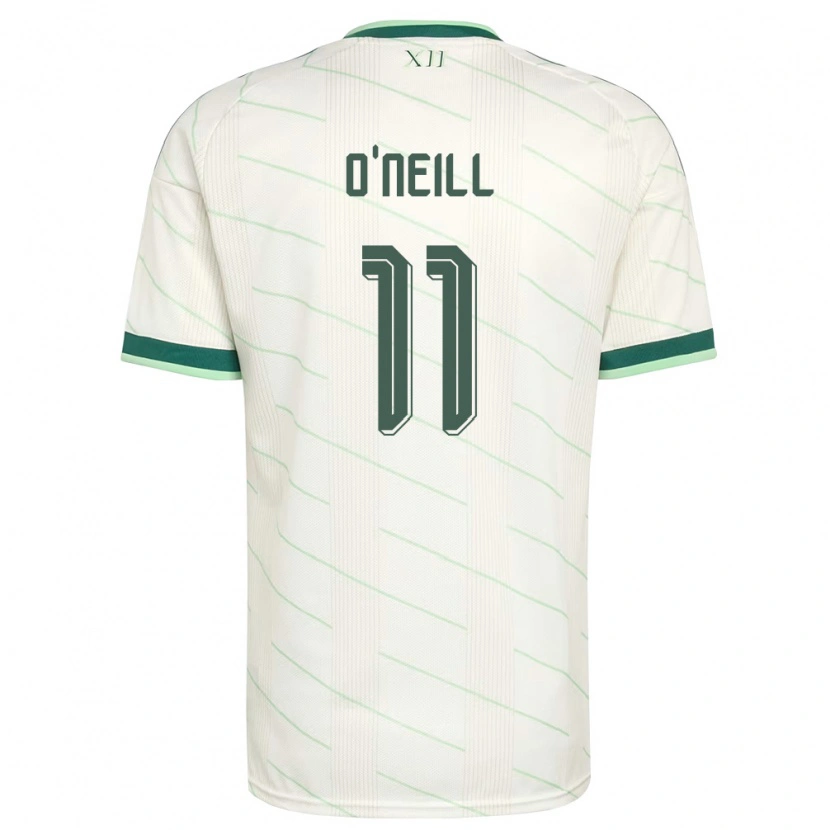Danxen Mujer Camiseta Irlanda Del Norte Ceadach O'neill #11 Blanco Verde 2ª Equipación 26-28 La Camisa