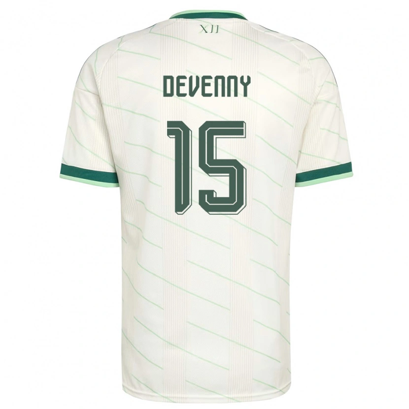 Danxen Mujer Camiseta Irlanda Del Norte Justin Devenny #15 Blanco Verde 2ª Equipación 26-28 La Camisa