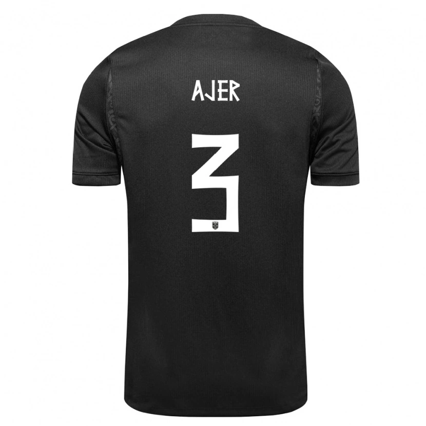 Danxen Mujer Camiseta Noruega Kristoffer Ajer #3 Negro 2ª Equipación 26-28 La Camisa