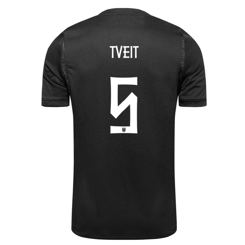 Danxen Mujer Camiseta Noruega Aksel Tveit #5 Negro 2ª Equipación 26-28 La Camisa