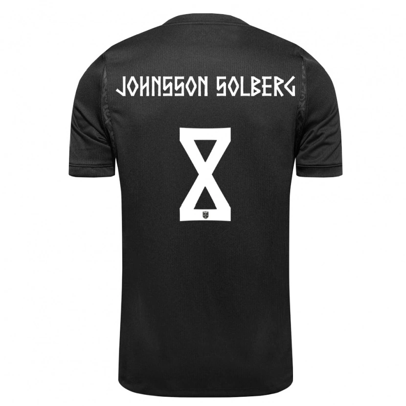 Danxen Mujer Camiseta Noruega Elias Johnsson Solberg #8 Negro 2ª Equipación 26-28 La Camisa