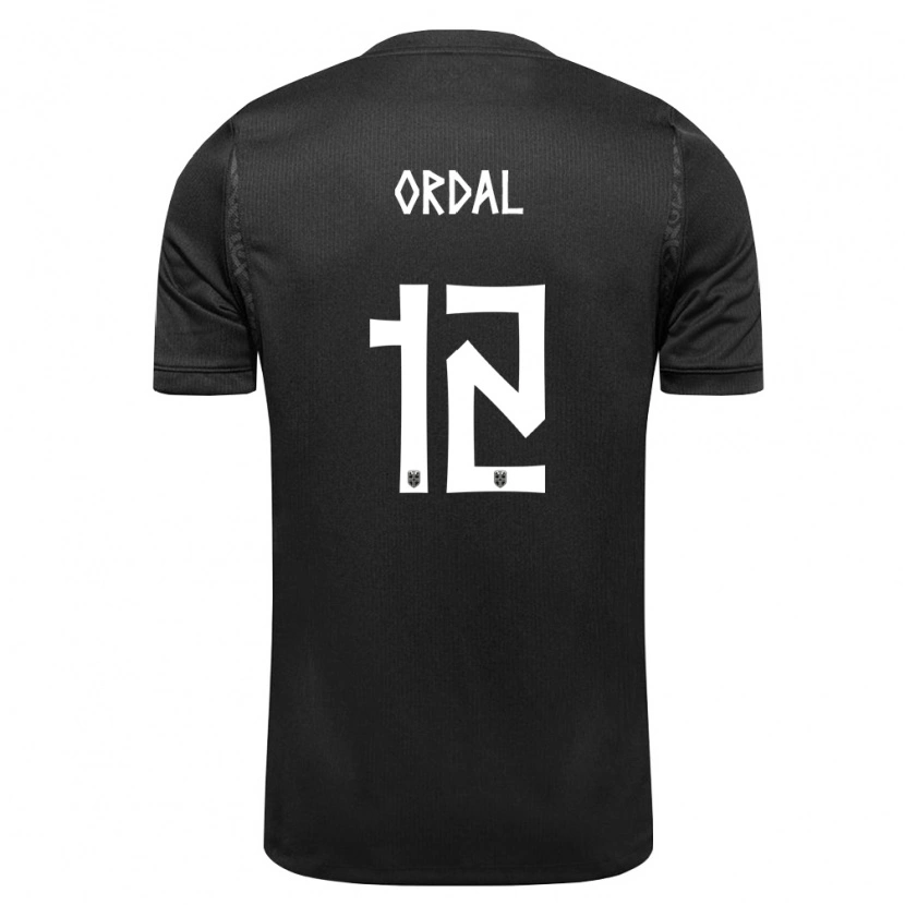 Danxen Mujer Camiseta Noruega Alexander Ordal #12 Negro 2ª Equipación 26-28 La Camisa