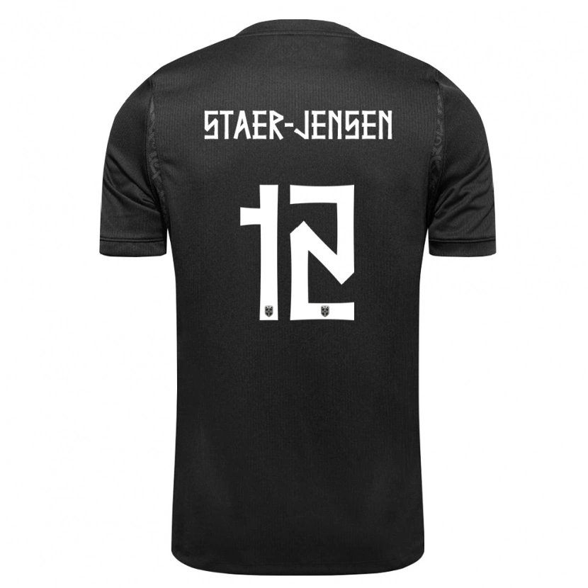 Danxen Mujer Camiseta Noruega Magnus Stær-Jensen #12 Negro 2ª Equipación 26-28 La Camisa