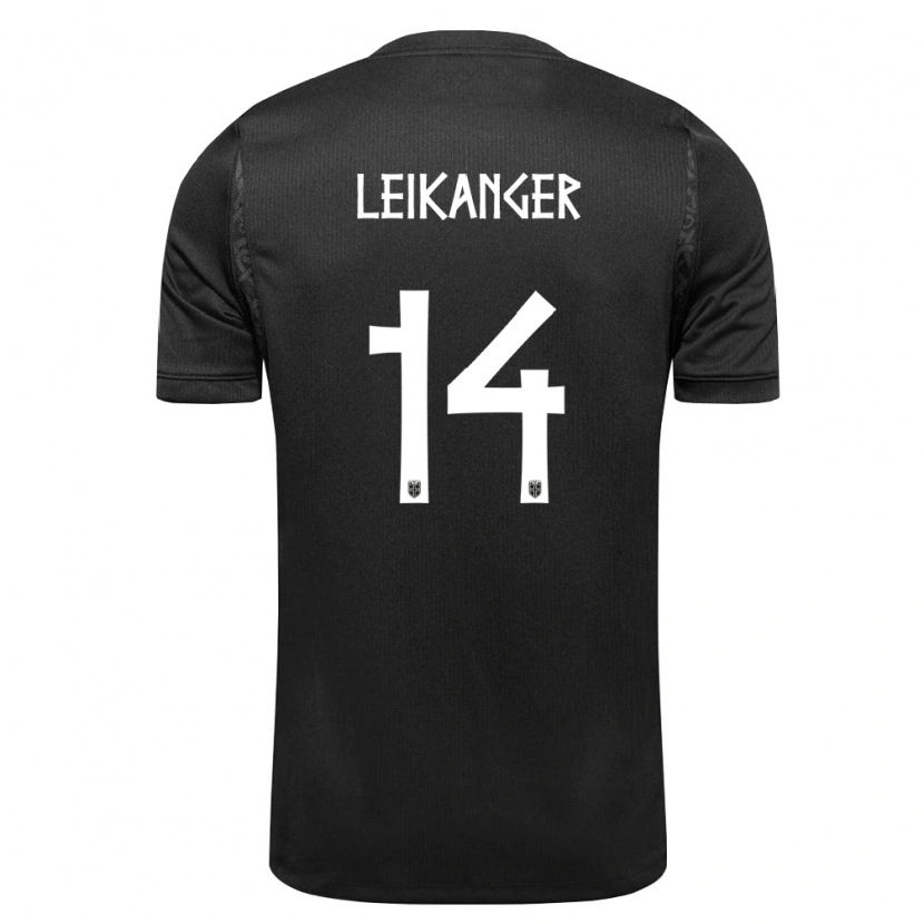 Danxen Mujer Camiseta Noruega Tobias Leikanger #14 Negro 2ª Equipación 26-28 La Camisa