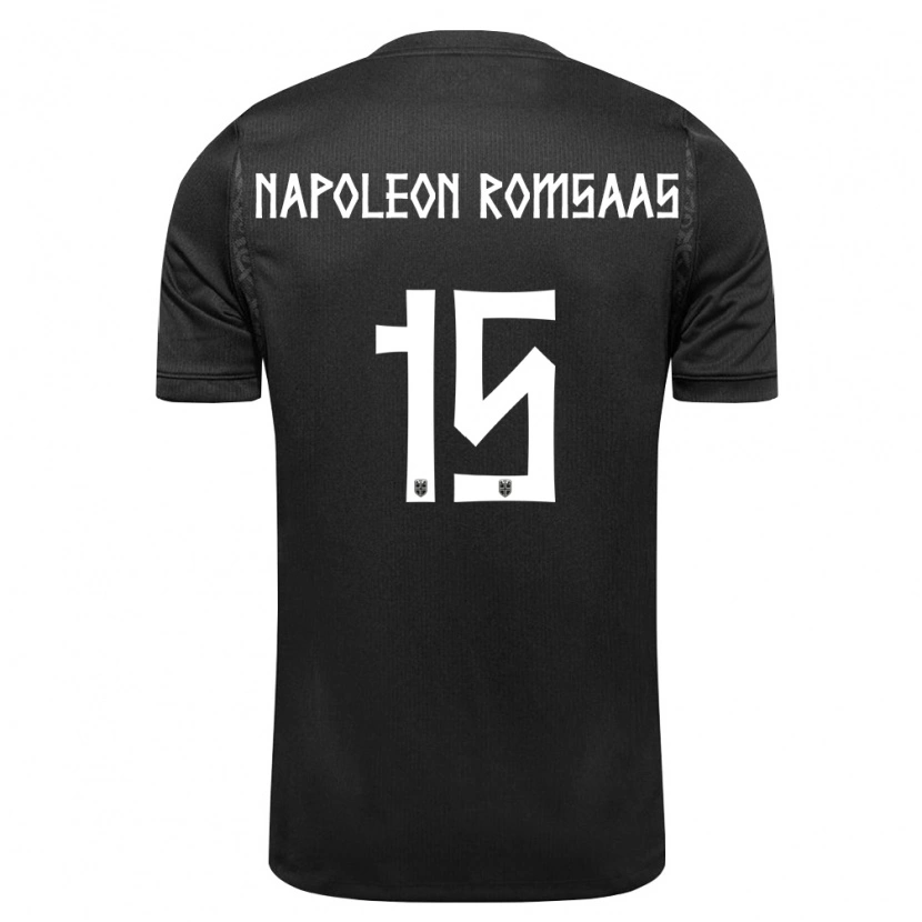 Danxen Mujer Camiseta Noruega Jakob Napoleon Romsaas #15 Negro 2ª Equipación 26-28 La Camisa