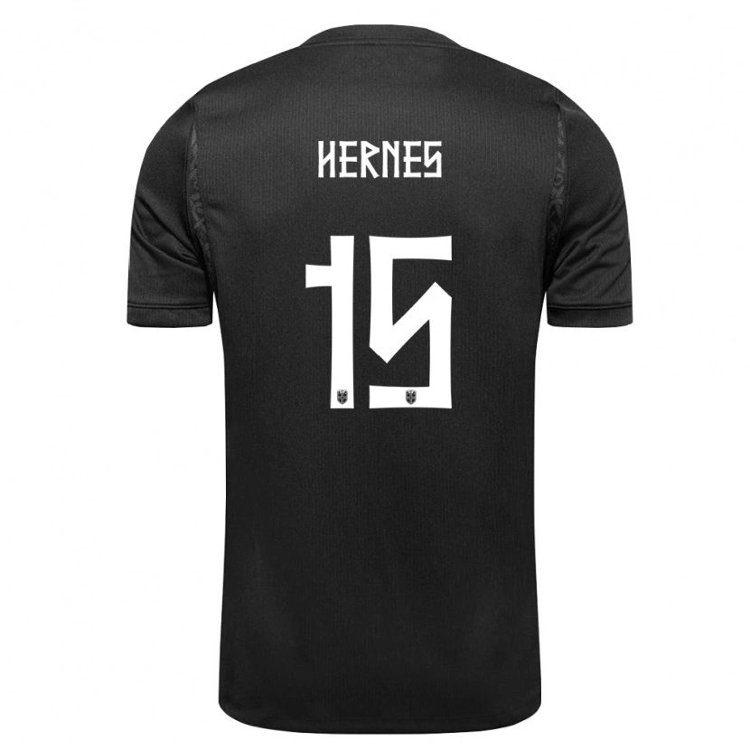 Danxen Mujer Camiseta Noruega Travis Hernes #15 Negro 2ª Equipación 26-28 La Camisa