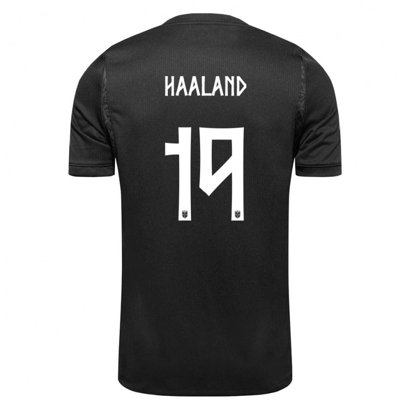 Danxen Mujer Camiseta Noruega Markus Haaland #19 Negro 2ª Equipación 26-28 La Camisa