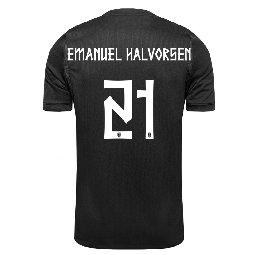 Danxen Mujer Camiseta Noruega Victor Halvorsen #21 Negro 2ª Equipación 26-28 La Camisa